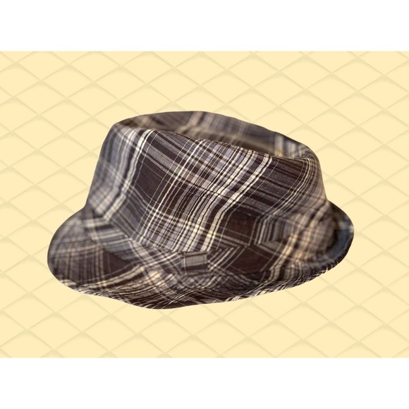 777 LUCKY Plaid FEDORA Hat BROWN & Beige Design GREAT Colors for FALL / AUTUMN - Picture 2 of 7